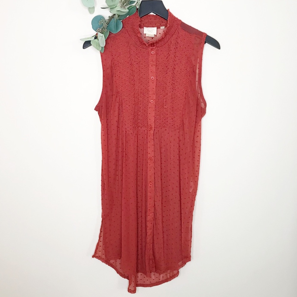 Anthropologie Red Sleeveless Mini Dress
